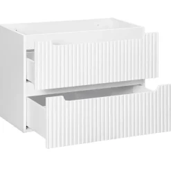 Mobile bagno sospeso 80cm cannettato 2 cassetti bianco rovere Cleany