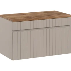 Mobile bagno sospeso 80cm cannettato 1 cassettone beige Autentic