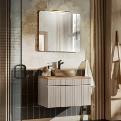 Mobile bagno sospeso 80cm cannettato 1 cassettone beige Autentic