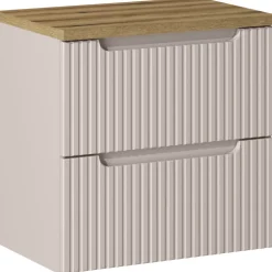 Mobile bagno sospeso 60cm cannettato 2 cassetti beige rovere Cleany