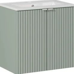 Mobile bagno sospeso 60cm cannettato con lavabo 2 ante verde salvia Greeny