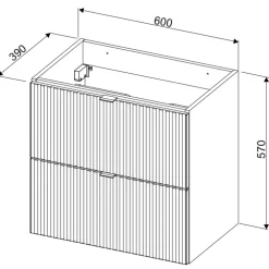 Mobile bagno sospeso 60cm cannettato con lavabo 2 cassetti verde salvia Greeny