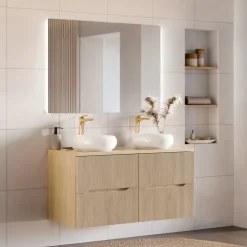 Mobile bagno sospeso 120cm cannettato rovere Pretty