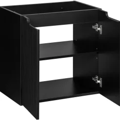 Mobile bagno sospeso 60cm cannettato 2 ante nero rovere Cleany