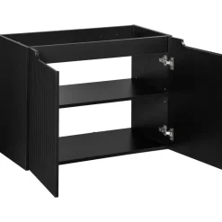 Mobile bagno sospeso 80cm cannettato 2 ante nero rovere Cleany