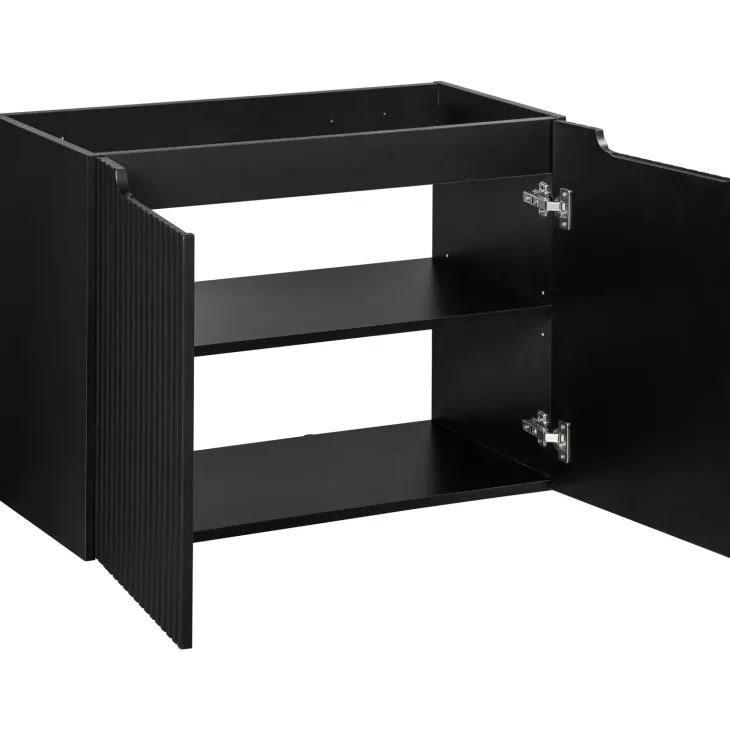 Mobile bagno sospeso 80cm cannettato 2 ante nero rovere Cleany