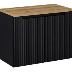 Mobile bagno sospeso 80cm cannettato 2 ante nero rovere Cleany