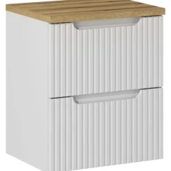 Mobile bagno sospeso 50cm cannettato 2 cassetti bianco rovere Cleany