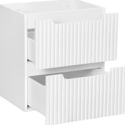 Mobile bagno sospeso 50cm cannettato 2 cassetti bianco rovere Cleany