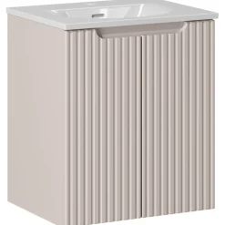 Mobile bagno sospeso 50cm cannettato con lavabo 2 ante beige Cleany