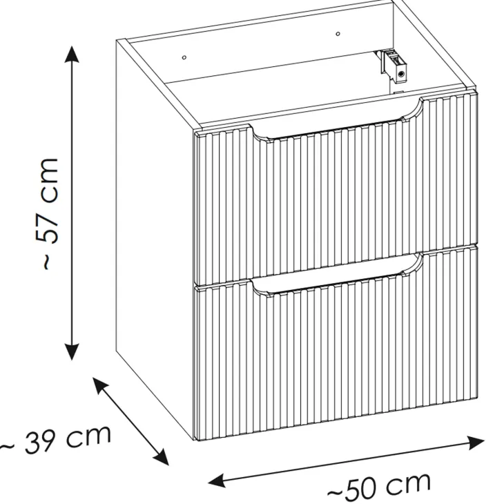Mobile bagno sospeso 50cm cannettato con lavabo 2 cassetti beige Cleany