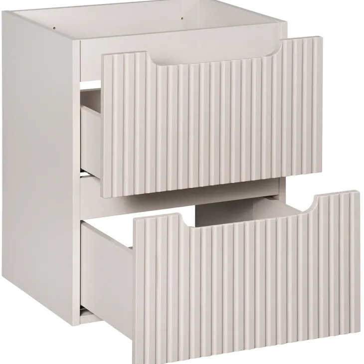 Mobile bagno sospeso 50cm cannettato con lavabo 2 cassetti beige Cleany