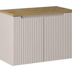 Mobile bagno sospeso 80cm cannettato 2 ante beige rovere Cleany