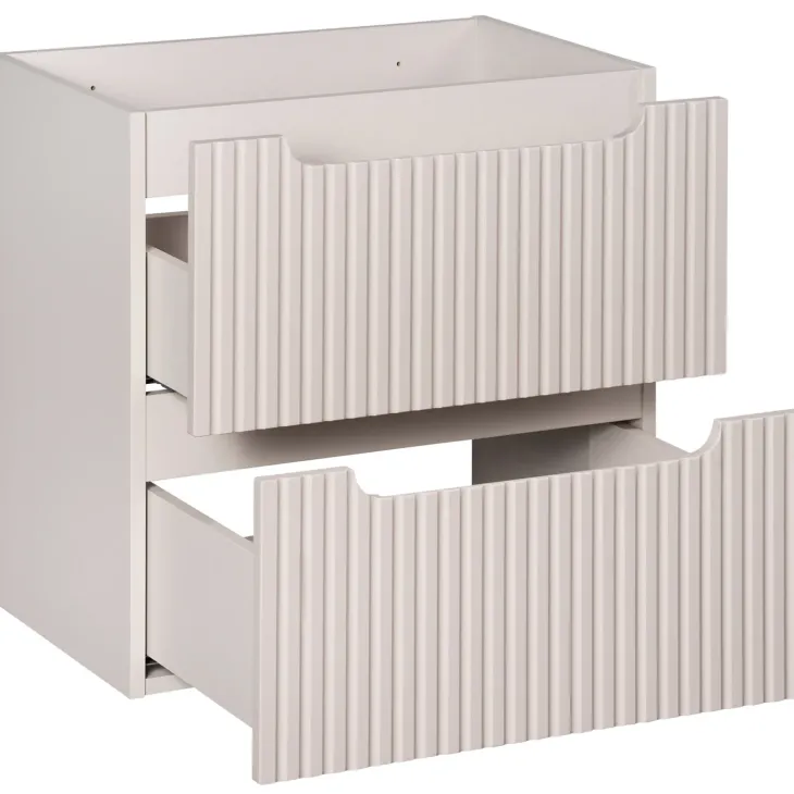 Mobile bagno sospeso 140cm cannettato 4 cassetti beige bianco Cleany