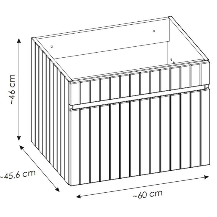 Mobile bagno sospeso 60cm cannettato con lavabo da incasso, colonna e specchio bianco Autentic