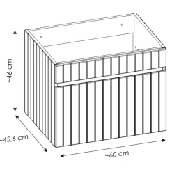 Mobile bagno sospeso 60cm cannettato con lavabo, colonna e specchio bianco Autentic