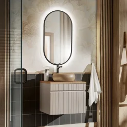 Mobile bagno sospeso 60cm cannettato 1 cassettone beige Autentic
