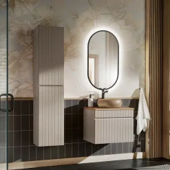 Mobile bagno sospeso 60cm cannettato 1 cassettone beige Autentic