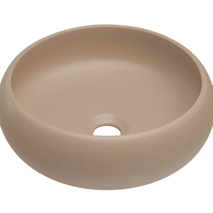 Mobile bagno sospeso 60cm cannettato con lavabo, colonna e specchio beige Autentic