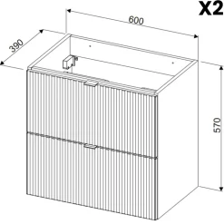 Mobile bagno sospeso 120cm cannettato 4 cassetti nero rovere Cleany