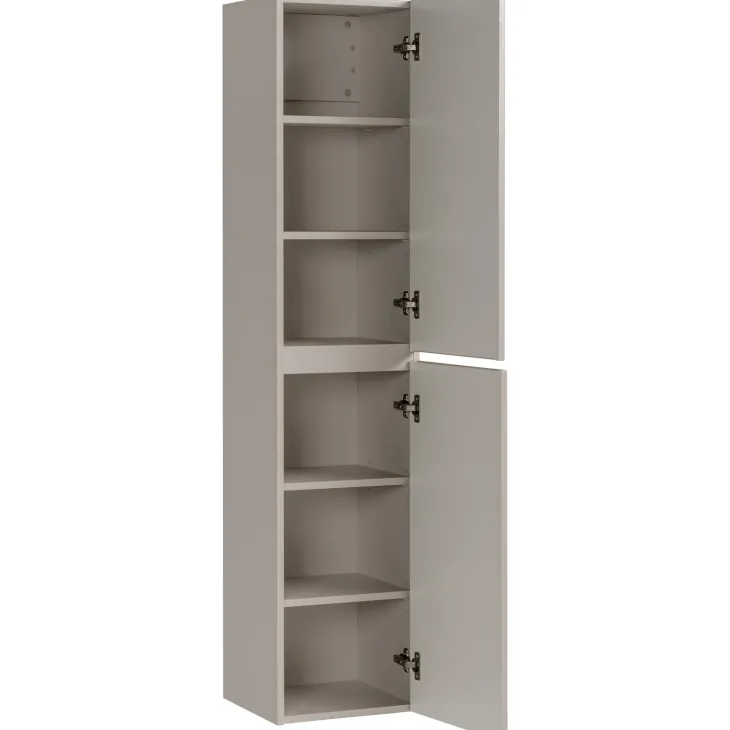 Mobile bagno sospeso 80cm cannettato con lavabo, colonna e specchio beige Autentic