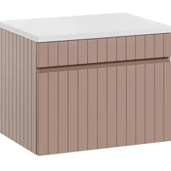 Mobile bagno sospeso 60cm cannettato 1 cassettone rosa Autentic