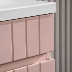 Mobile bagno sospeso 60cm cannettato con lavabo 1 cassettone rosa Autentic