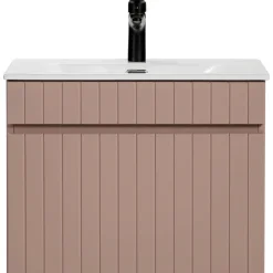 Mobile bagno sospeso 60cm cannettato con lavabo 1 cassettone rosa Autentic