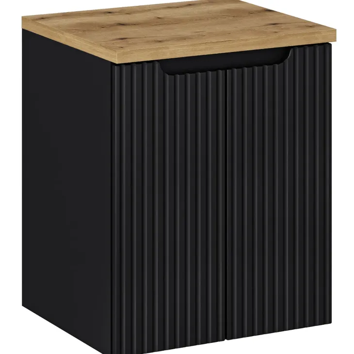 Mobile bagno sospeso 50cm cannettato 2 ante nero rovere Cleany