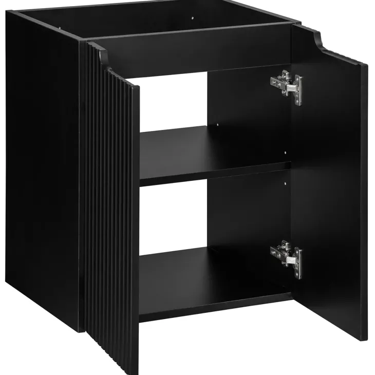 Mobile bagno sospeso 50cm cannettato 2 ante nero rovere Cleany