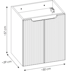 Mobile bagno sospeso 50cm cannettato con lavabo 2 ante nero Cleany