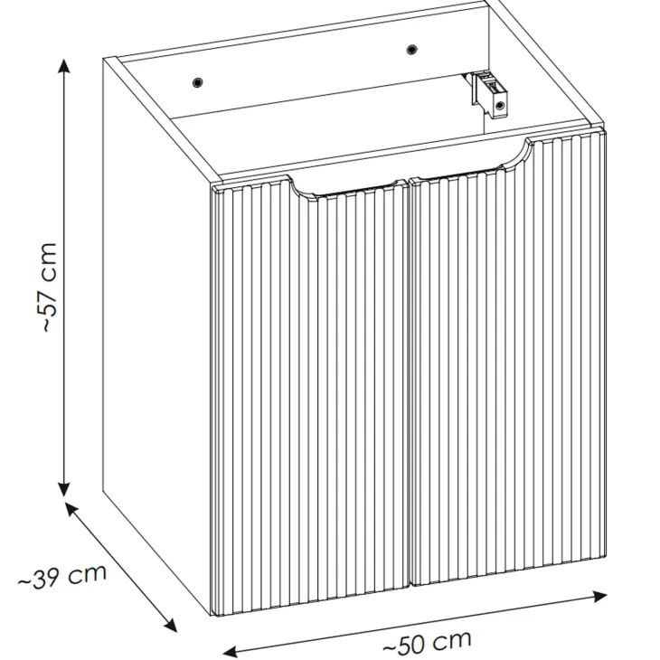Mobile bagno sospeso 50cm cannettato con lavabo 2 ante nero Cleany