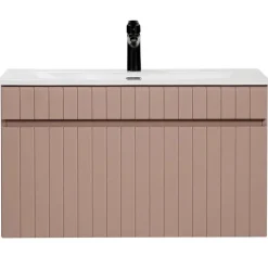 Mobile bagno sospeso 80cm cannettato con lavabo 1 cassettone rosa Autentic