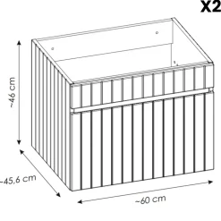 Mobile bagno sospeso 120cm cannettato con 2 lavabi 2 cassettoni bianco Autentic
