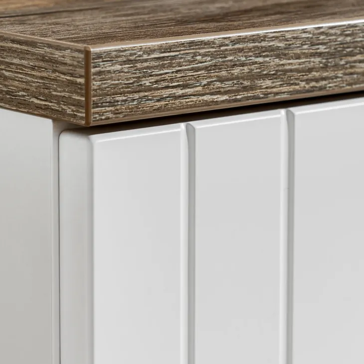 Mobile bagno sospeso 140cm cannettato 2 cassettoni bianco quercia Autentic