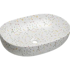 Mobile bagno sospeso 80cm cannettato con lavabo, colonna e specchio rosa Autentic