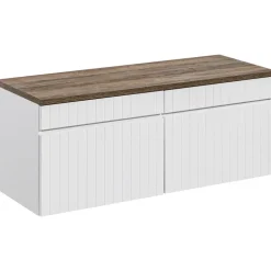 Mobile bagno sospeso 160cm cannettato 2 cassettoni bianco quercia Autentic