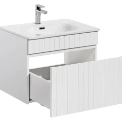 Mobile bagno sospeso 60cm cannettato con lavabo 1 cassettone bianco Autentic