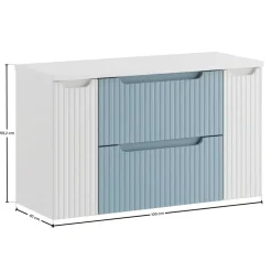 Mobile bagno sospeso 100cm cannettato 2 cassetti azzurro bianco Celestiale