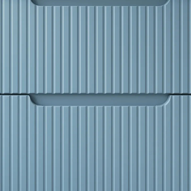 Mobile bagno sospeso 100cm cannettato con cesto portabiancheria azzurro rovere Celestiale
