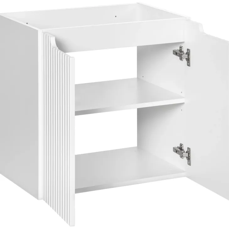 Mobile bagno sospeso 60cm cannettato con lavabo 2 ante bianco Cleany