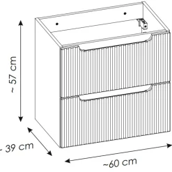 Mobile bagno sospeso 60cm cannettato con lavabo 2 cassetti bianco Cleany