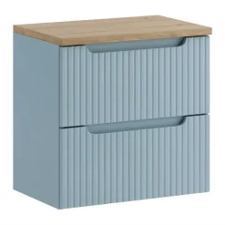 Mobile bagno sospeso 60cm cannettato 2 cassetti azzurro rovere Celestiale
