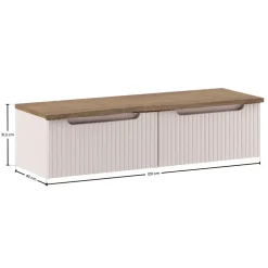Mobile bagno sospeso 120cm cannettato 2 cassetti beige rovere Cleany