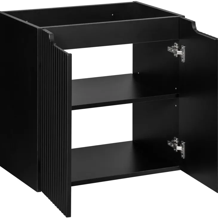 Mobile bagno sospeso 60cm cannettato con lavabo 2 ante nero Cleany