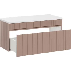 Mobile bagno sospeso 100cm cannettato 1 cassettone rosa Autentic
