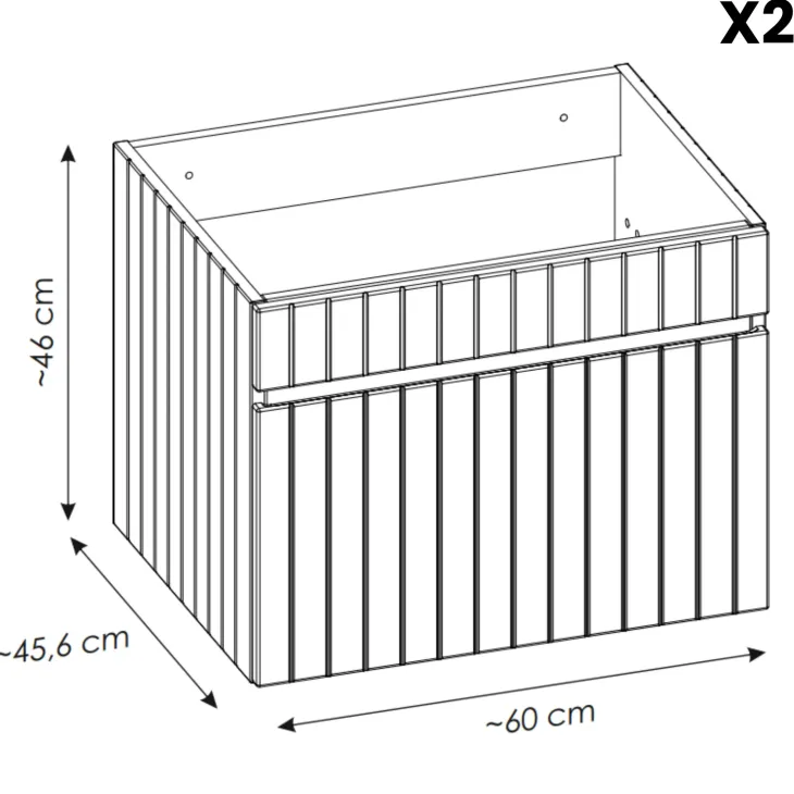Mobile bagno sospeso 140cm cannettato 2 cassettoni rosa Autentic