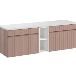 Mobile bagno sospeso 140cm cannettato 2 cassettoni rosa Autentic