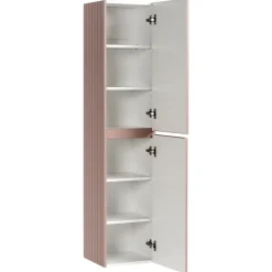 Mobile bagno sospeso 100cm cannettato con lavabo, colonna e specchio rosa Autentic