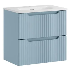 Mobile bagno sospeso 60cm cannettato con lavabo azzurro Celestiale